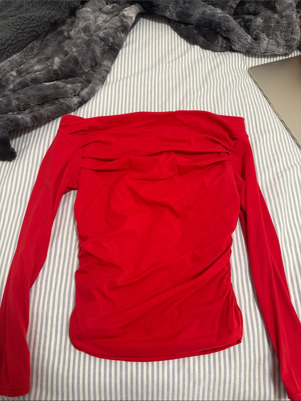 Off-Shoulder Red Long Sleeve Women's Top